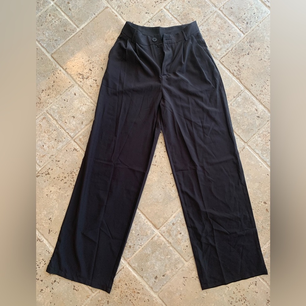 SHEIN black, high wasted, light weight, flare pants with belt loops